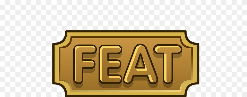 Golden Feat Emblem Clipart, Logo, Badge, Symbol, Text Free Transparent Png