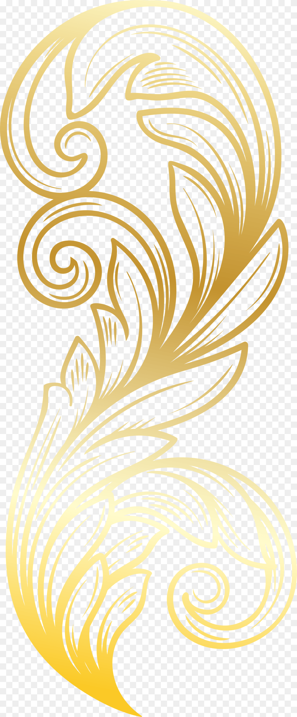 Golden Feather Gold Download Hq Clipart Gold Feather, Art, Floral Design, Graphics, Pattern Free Transparent Png