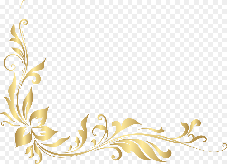 Golden Floral Decoration Transparent Clip Art Golden Floral Design, Floral Design, Graphics, Pattern Png