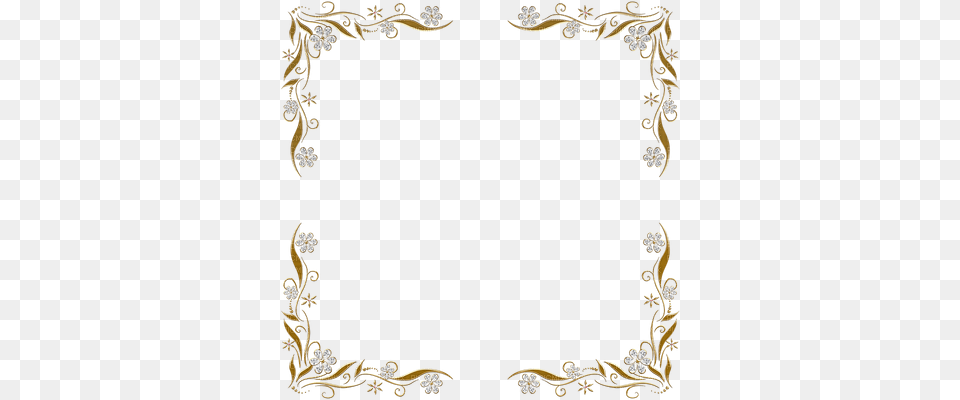 Golden Flower Frame White Flower Silver And Gold Border, Accessories, Jewelry Free Png Download