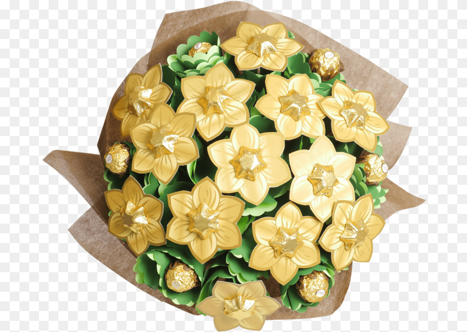 Golden Flower Golden Flower Chocolate Bouquet Artificial Flower, Plant, Flower Bouquet, Flower Arrangement, Cream Free Png Download