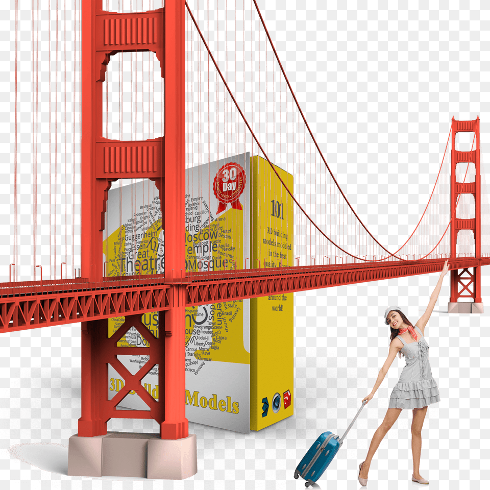 Golden Gate Bridge, Adult, Female, Person, Woman Free Png Download