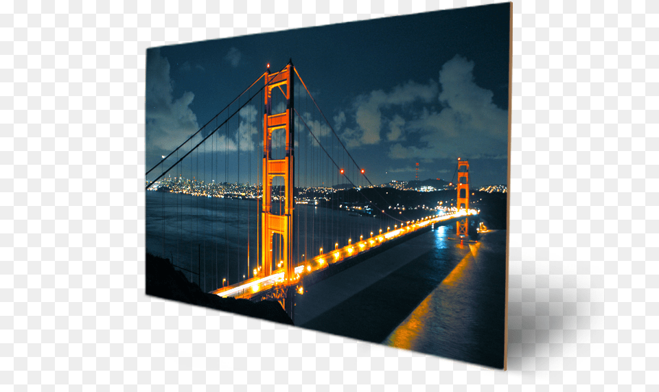 Golden Gate Bridge Beautiful At Night, Suspension Bridge, Golden Gate Bridge, Landmark Png Image