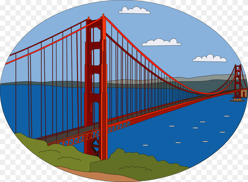 Golden Gate Bridge Clipart, Suspension Bridge Free Transparent Png