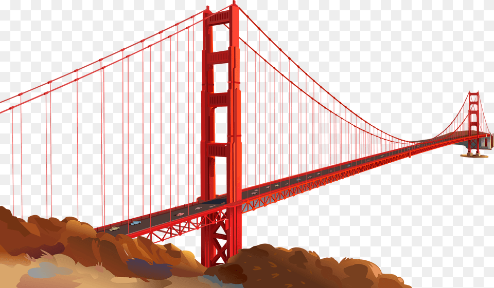 Golden Gate Bridge Clipart, Suspension Bridge Png