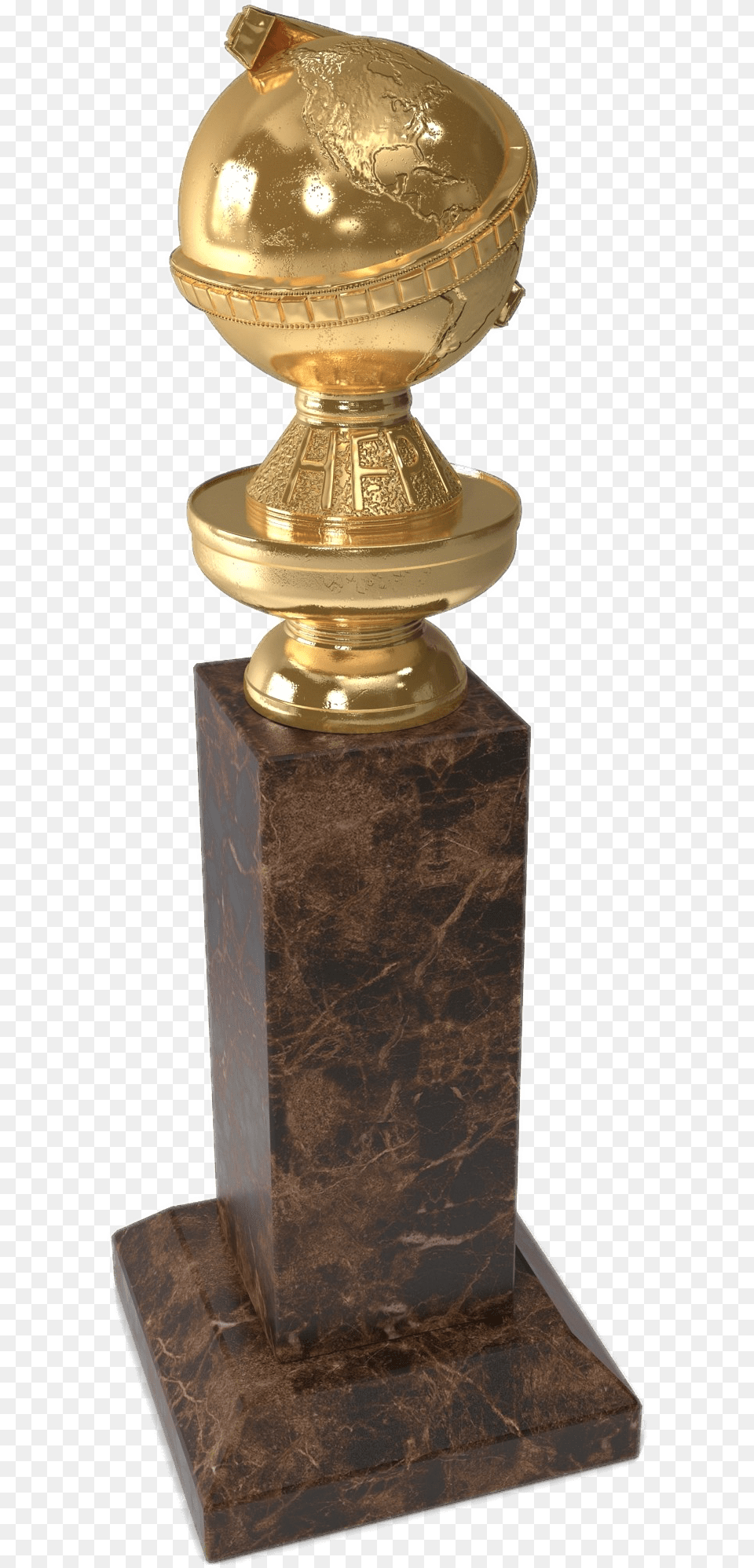 Golden Globe Award Transparent Transparent Golden Globe Award, Trophy, Bronze, Bottle, Cosmetics Png Image