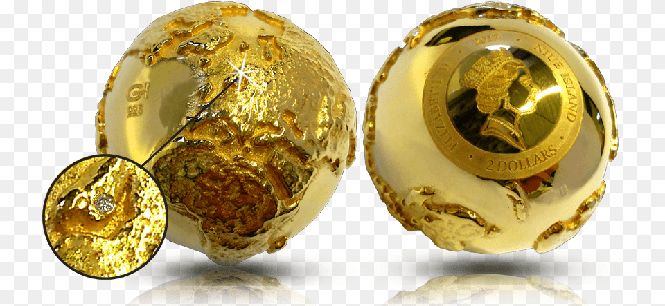 Golden Globe Coin Diamond Globe, Gold, Sphere, Bread, Food Free Png Download