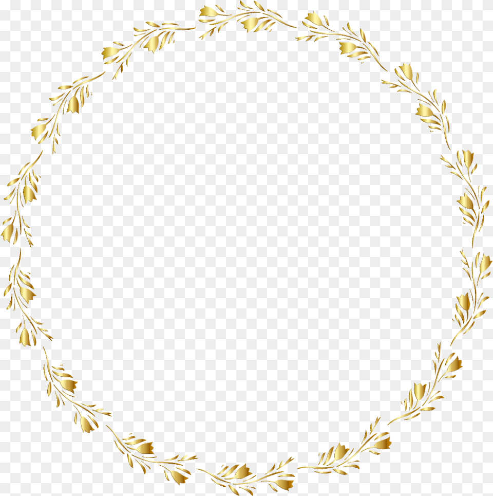 Golden Gold Frame Frame Borders Border Round Circle, Oval, Plant Free Transparent Png