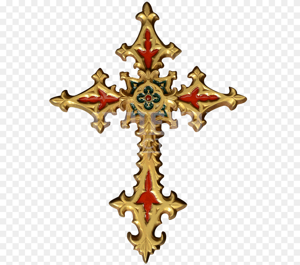 Golden Gothic Cross Wall Hanging, Symbol, Accessories Png Image