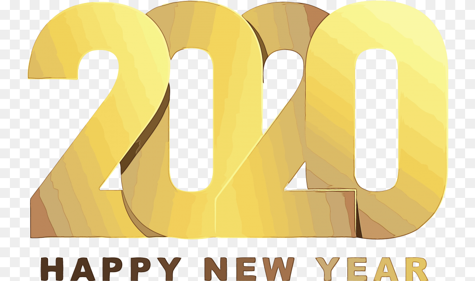 Golden Happy New Year 2020 Image Transparent Happy New Year 2020, Text, Number, Symbol Free Png