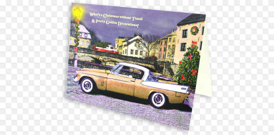 Golden Hawk Christmas Card Antique Car, Advertisement, Vehicle, Truck, Transportation Png Image