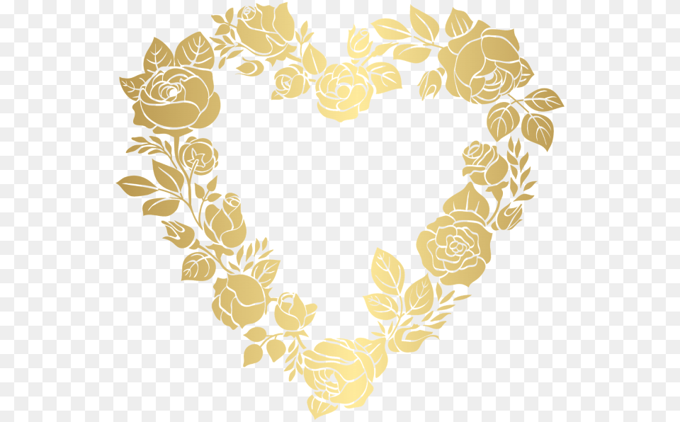 Golden Heart Frame, Art, Floral Design, Graphics, Pattern Free Transparent Png