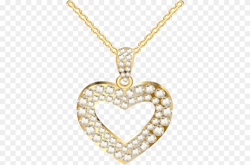 Golden Heart Necklace With Diamonds Heart Necklace Gold, Accessories, Jewelry, Diamond, Gemstone Png