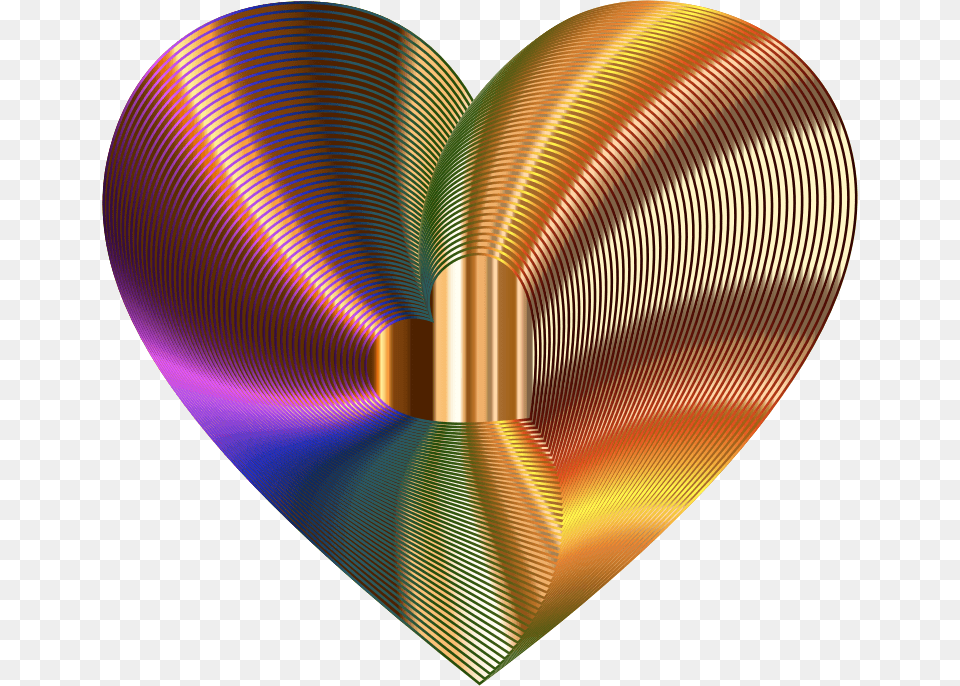 Golden Heart Of The Rainbow Gold Heart 3d, Lamp, Accessories, Pattern Free Transparent Png