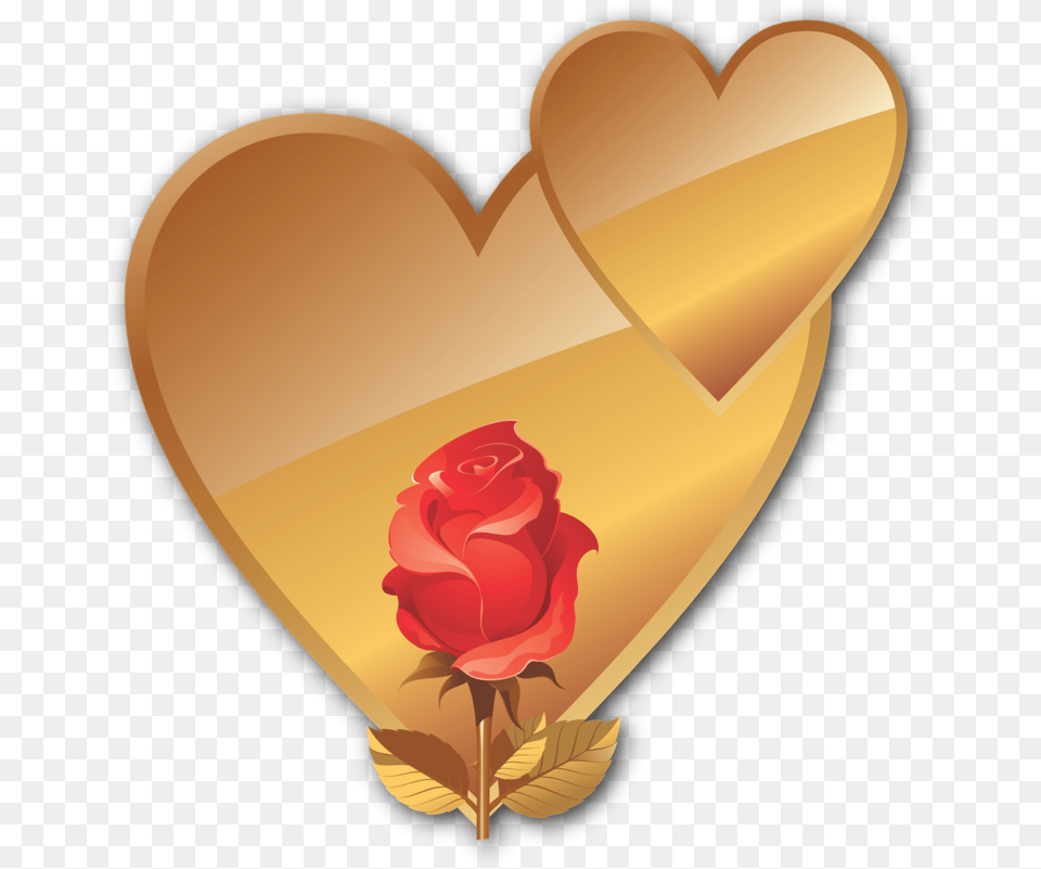 Golden Hearts Clip Art, Flower, Plant, Rose, Heart Free Png