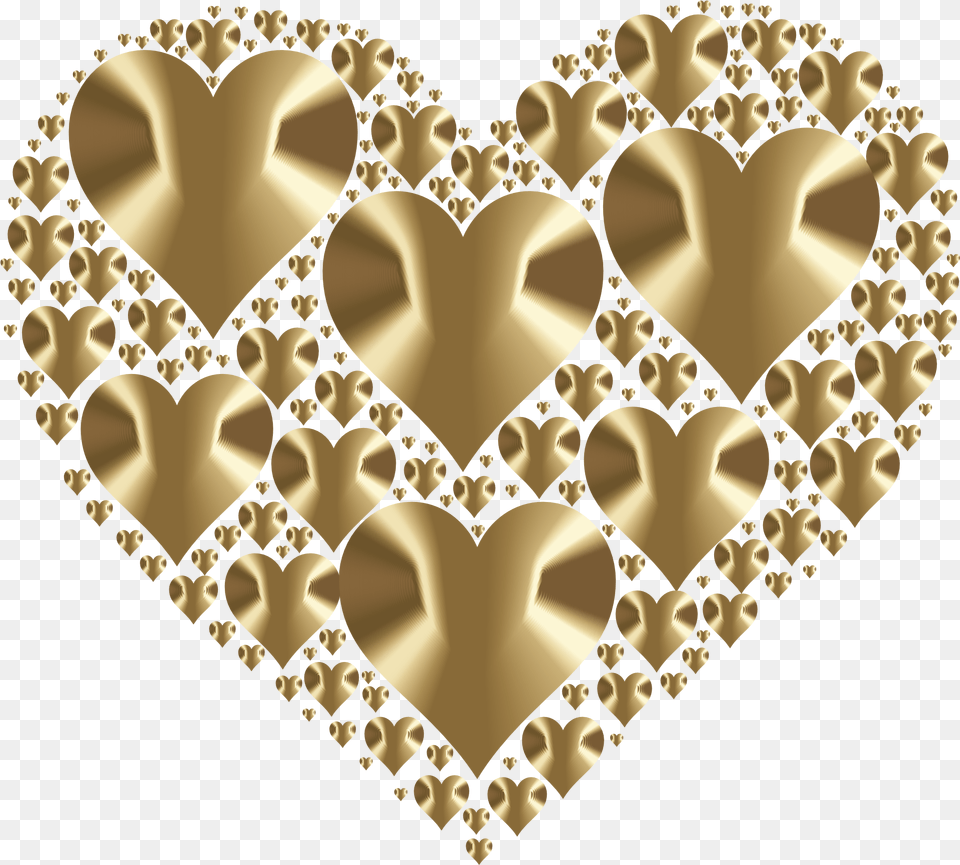 Golden Hearts In The Shape Of A Heart Clip Art, Gold, Chandelier, Lamp, Treasure Free Png Download