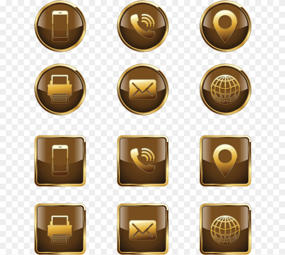 Golden Icons Gold Contact Icons, Bronze, Text Free Png Download