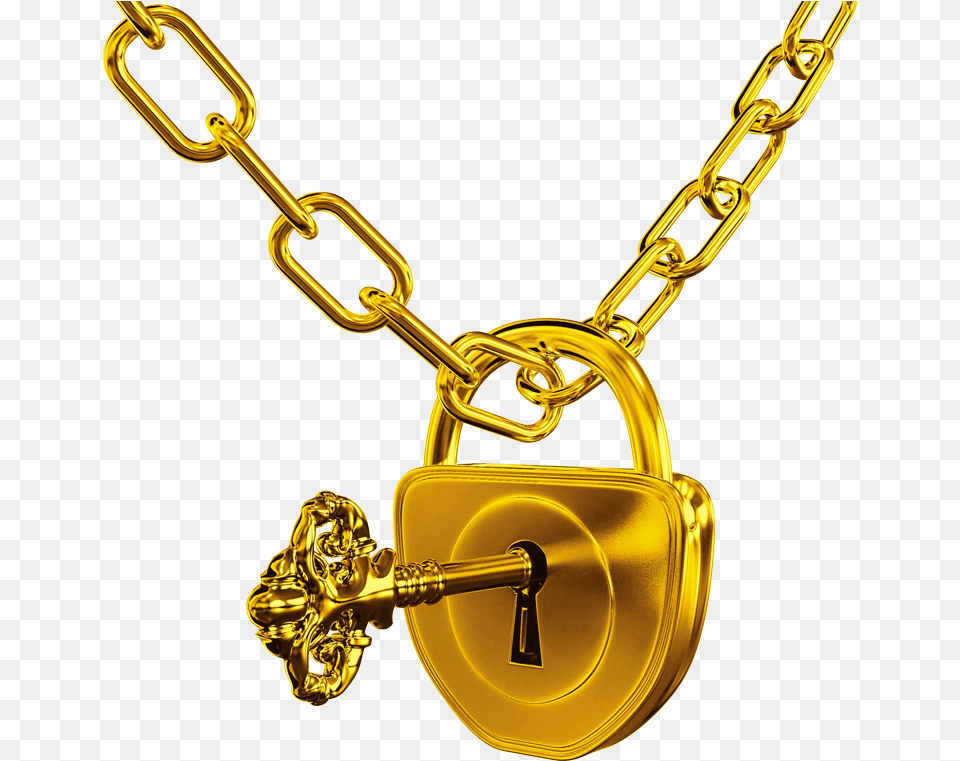 Golden Key Images Lock With Chain, Accessories, Jewelry, Locket, Pendant Free Transparent Png