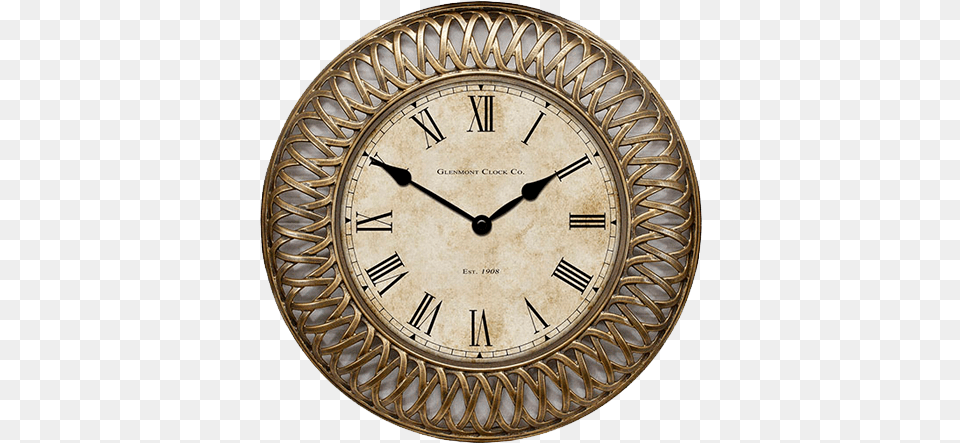 Golden Lace Antique Map Wall Clock Polystyrene, Wall Clock, Analog Clock Png