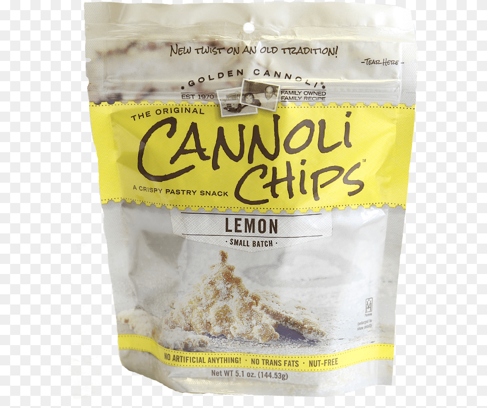 Golden Lemon Cannoli Chips Original Flavor, Powder, Flour, Food, Person Png Image