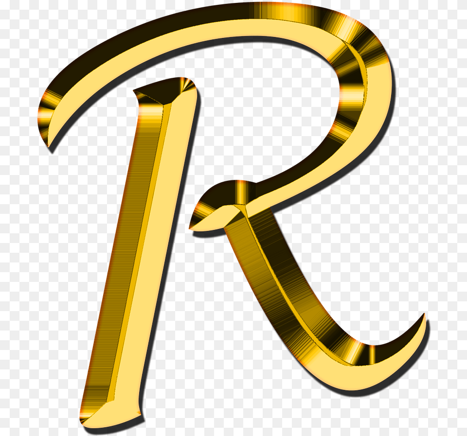 Golden Letter R, Text, Symbol, Number, Gold Png Image
