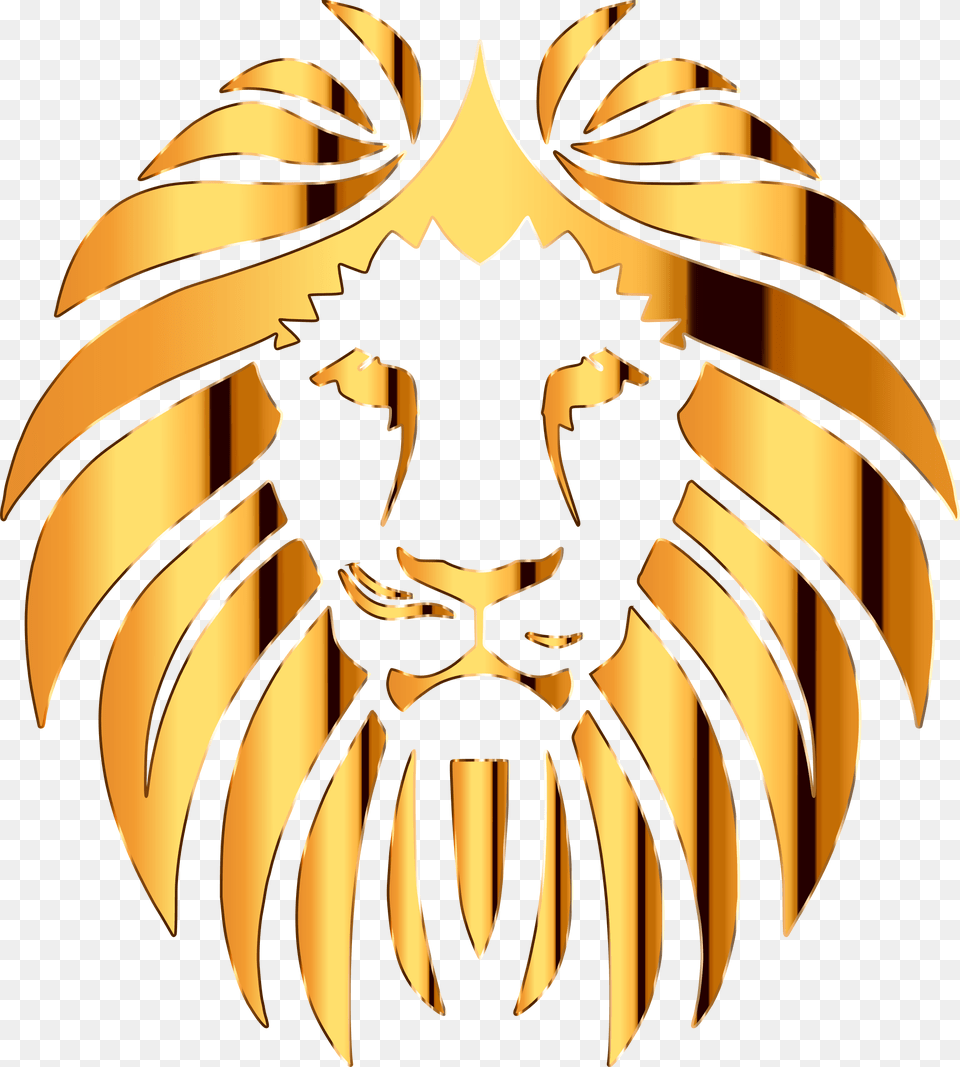 Golden Lion Lion Head Clipart No Background, Logo, Emblem, Symbol, Animal Free Png