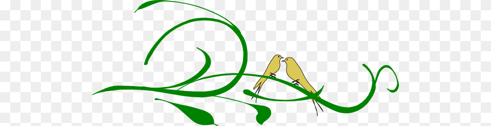 Golden Love Birds On A Green Branch Clip Art For Web, Animal, Bird Free Transparent Png