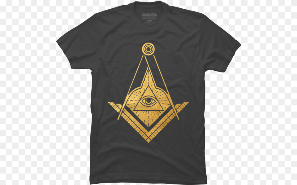 Golden Masonic Symbol All Seeing Eye Mason, Clothing, T-shirt, Triangle, Shirt Png Image