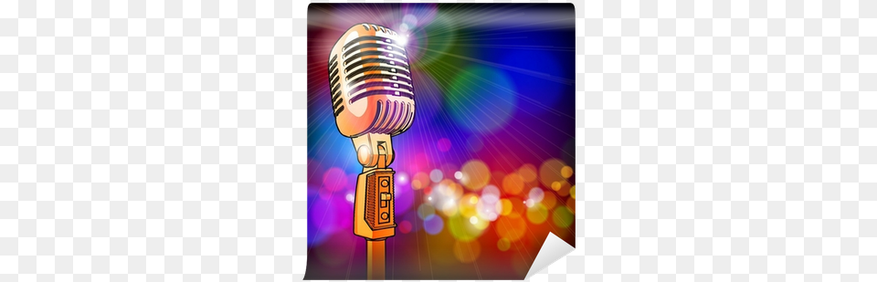 Golden Microphone In The Light Colored Lights Wall Top By Home, Electrical Device, Lighting, Disk Png Image