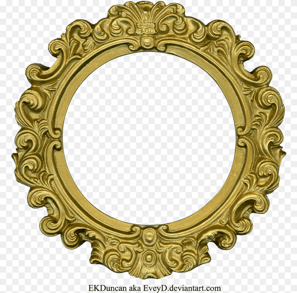 Golden Mirror Frame Image Frames In Round Shape, Oval, Photography, Gold Free Png Download