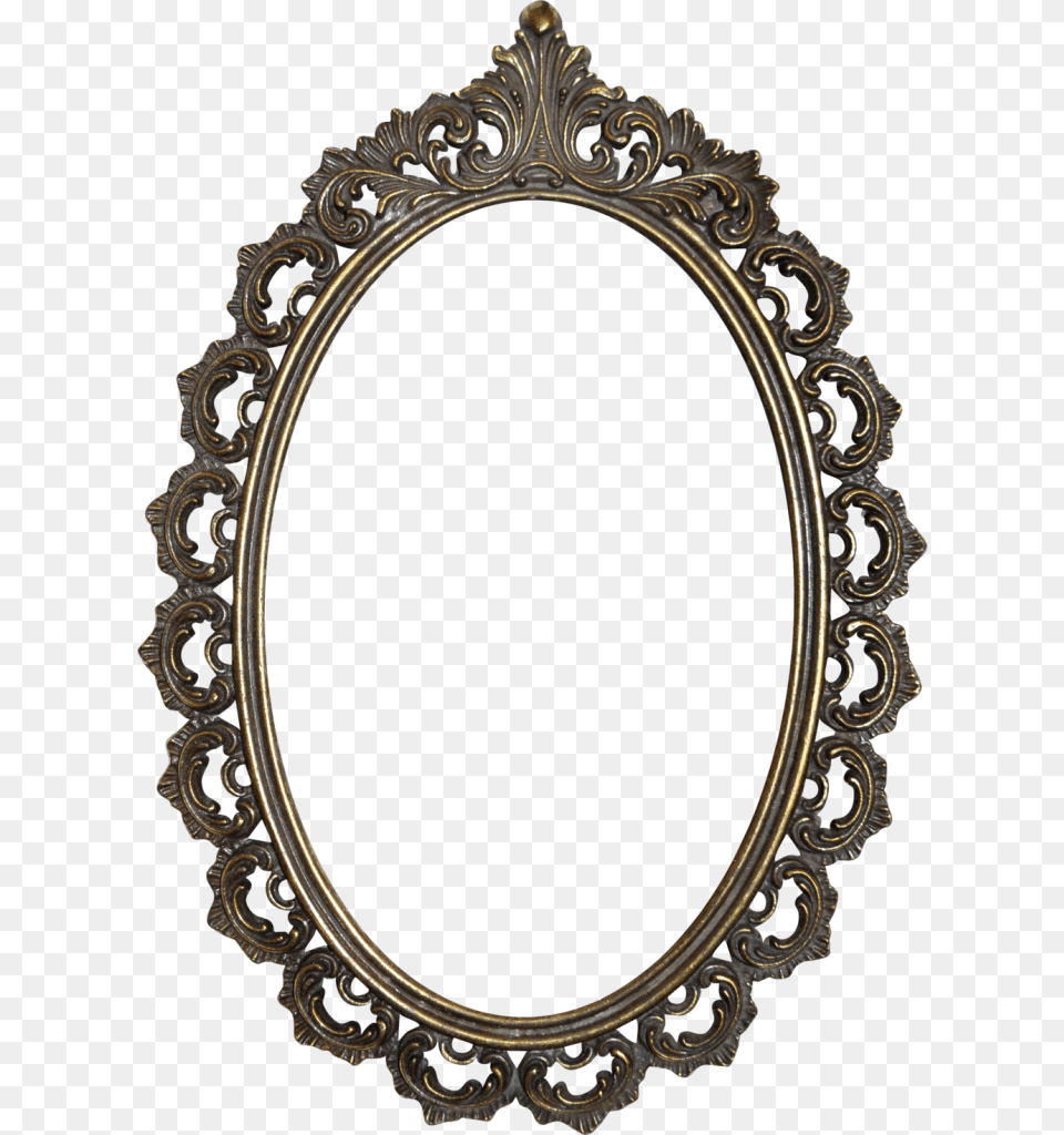 Golden Mirror Frame With Background Vector, Oval, Photography Png Image