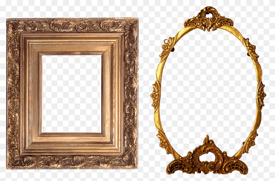 Golden Mirror Frame Transparent Round Picture Frame, Bronze, Photography, Oval Png Image