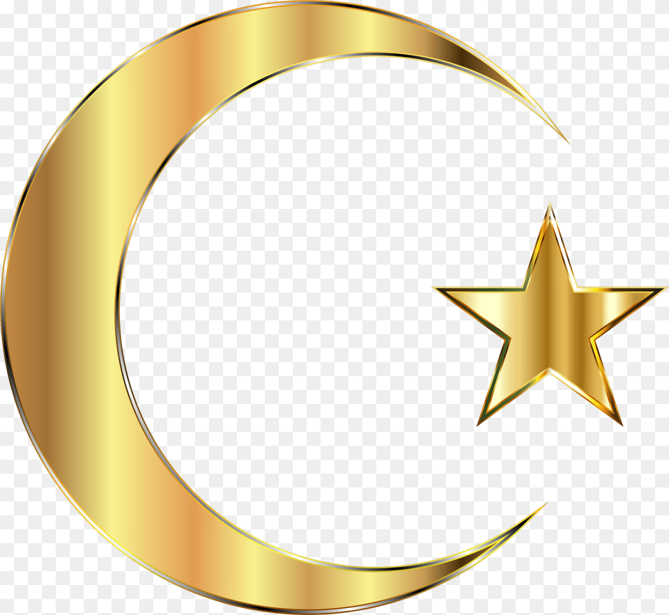 Golden Moon Crescent Gold Star And Crescent, Star Symbol, Symbol, Nature, Night Png Image