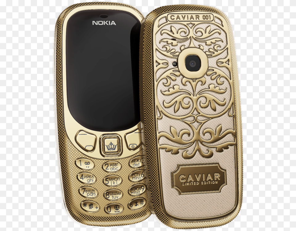 Golden Nokia 3310 By Caviar Feature Phone, Electronics, Mobile Phone Free Png
