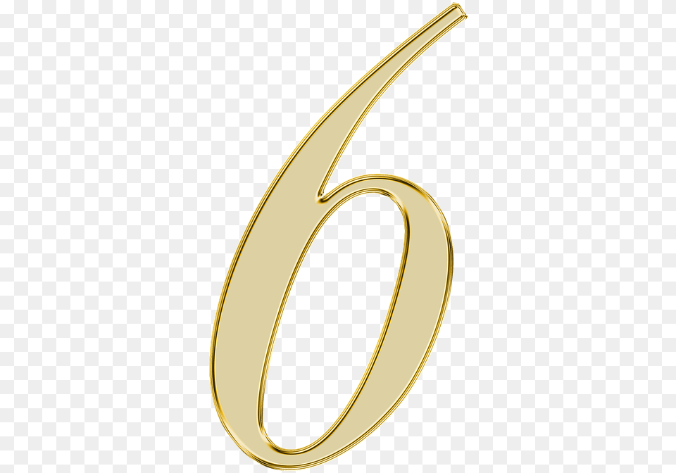 Golden Numbers Gold Number 6, Symbol, Text, Accessories, Jewelry Free Png Download