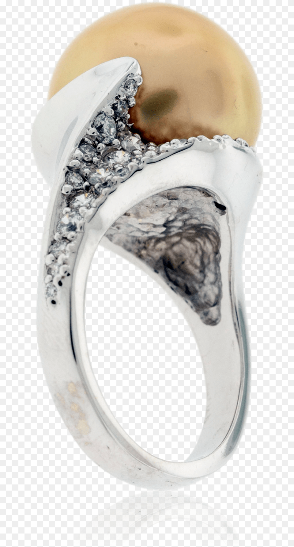 Golden Pearl And Diamond Swirl Ring Pre Engagement Ring, Accessories, Jewelry, Gemstone Png
