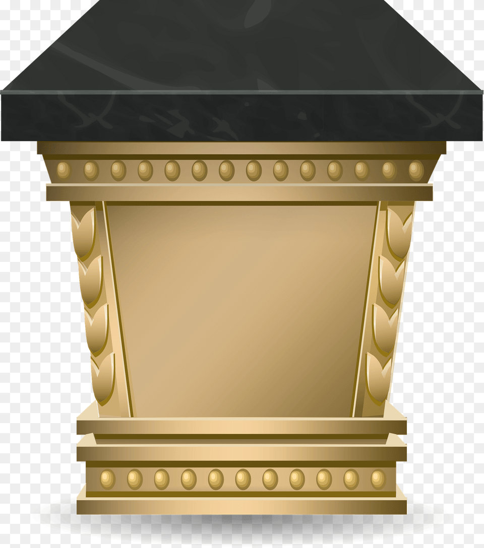 Golden Pedestal With Black Marble Top Clipart, Mailbox, Jar, Treasure, Furniture Free Png