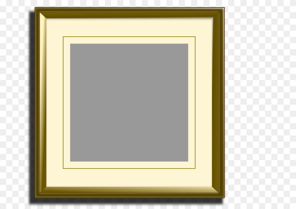 Golden Picture Frame For Square Images Icons, White Board Free Transparent Png