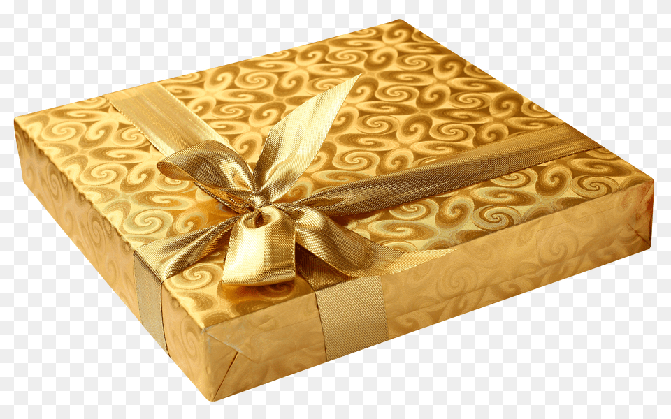 Golden Present With Bow Image Birthday Gift Hd, Box Png