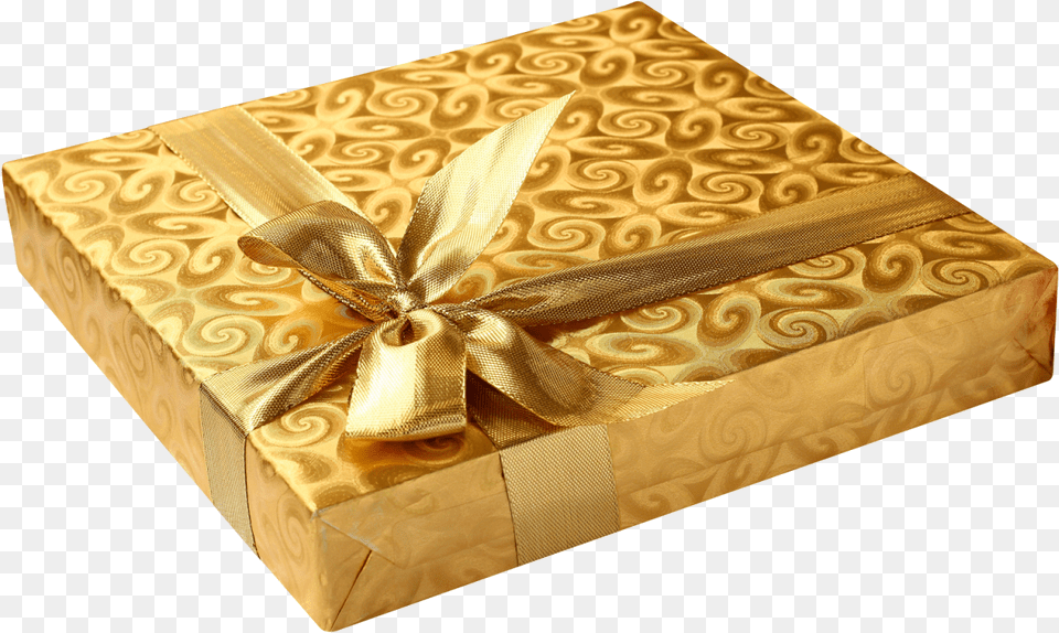 Golden Present With Bow Image Happy Birthday Gift, Box Png