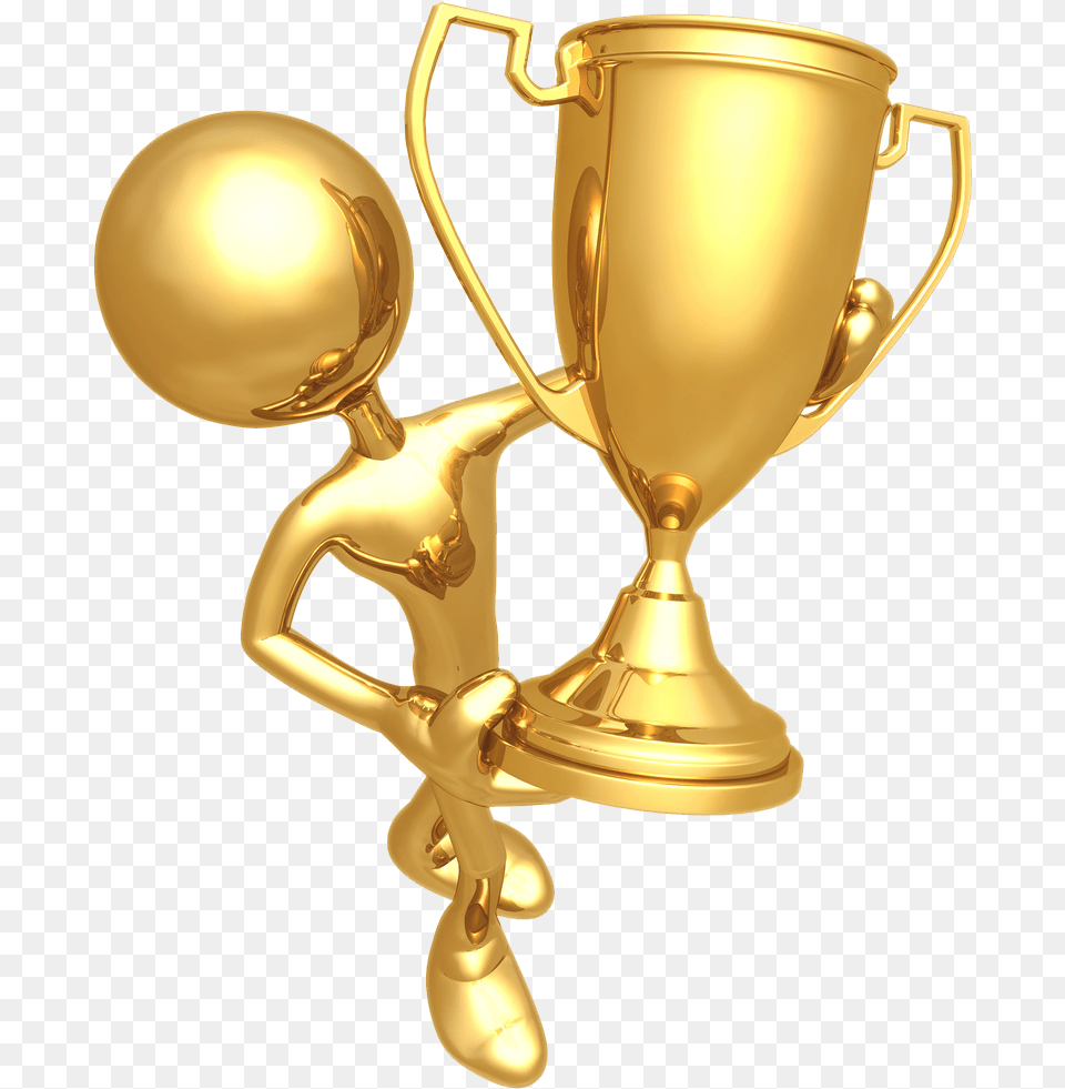 Golden Prize Cup With Gold Statue Awards Awards Day, Trophy, Chandelier, Lamp Png Image