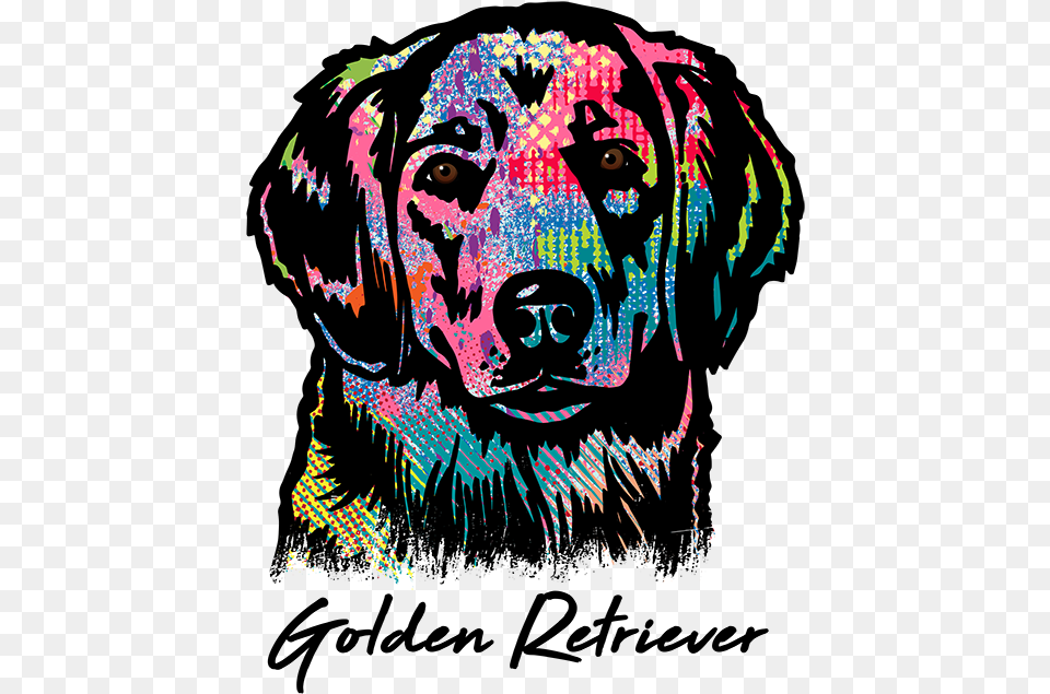 Golden Retriever T Shirt Colorful Abstract Golden Retriever Abstract, Art, Graphics, Animal, Dinosaur Free Png Download