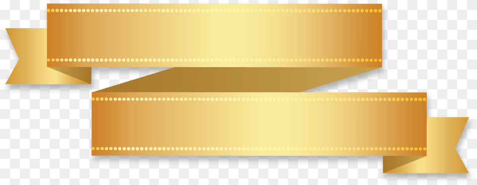 Golden Ribbon Banner Half Half With Fold Wedge End Double Gold Ribbon, Treasure, Text Free Png