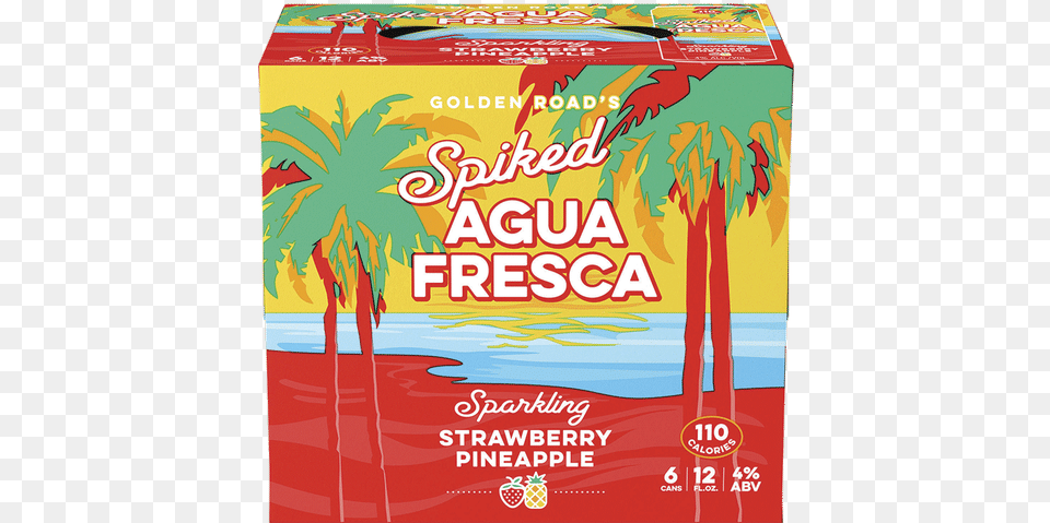 Golden Road Spiked Agua Fresca Strawberry Pineapple, Advertisement, Poster, Plant, Tree Free Png