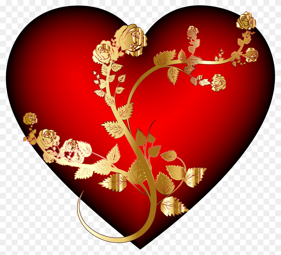 Golden Rose Heart Clipart, Pattern Free Png