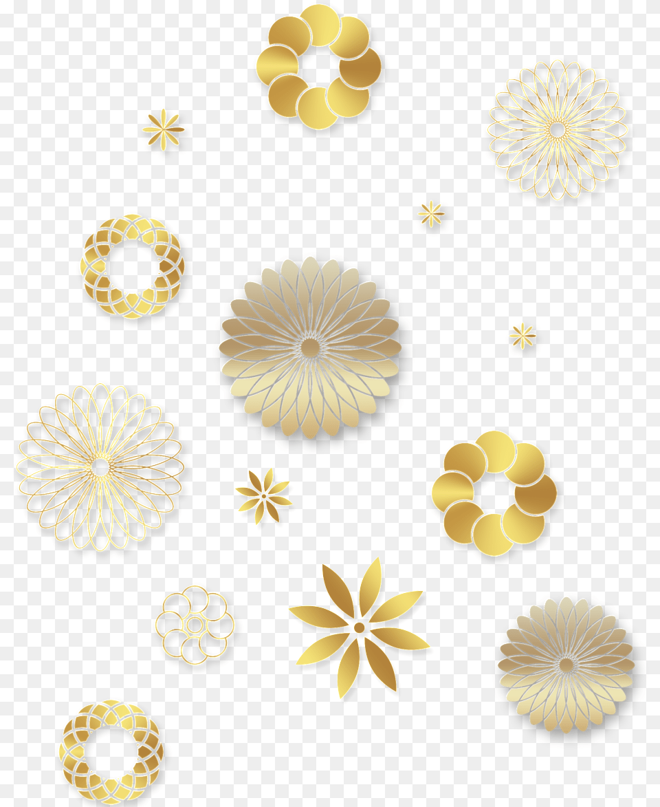 Golden Round Flower Decoration Transparent Decorative Flower, Art, Floral Design, Graphics, Pattern Png Image
