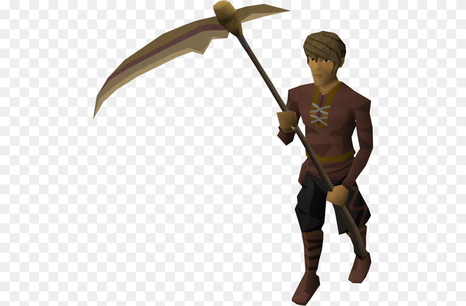 Golden Scythe Equipped Scythe Detail Runescape Scythe, Plant, Grass, Weapon, Spear Png Image