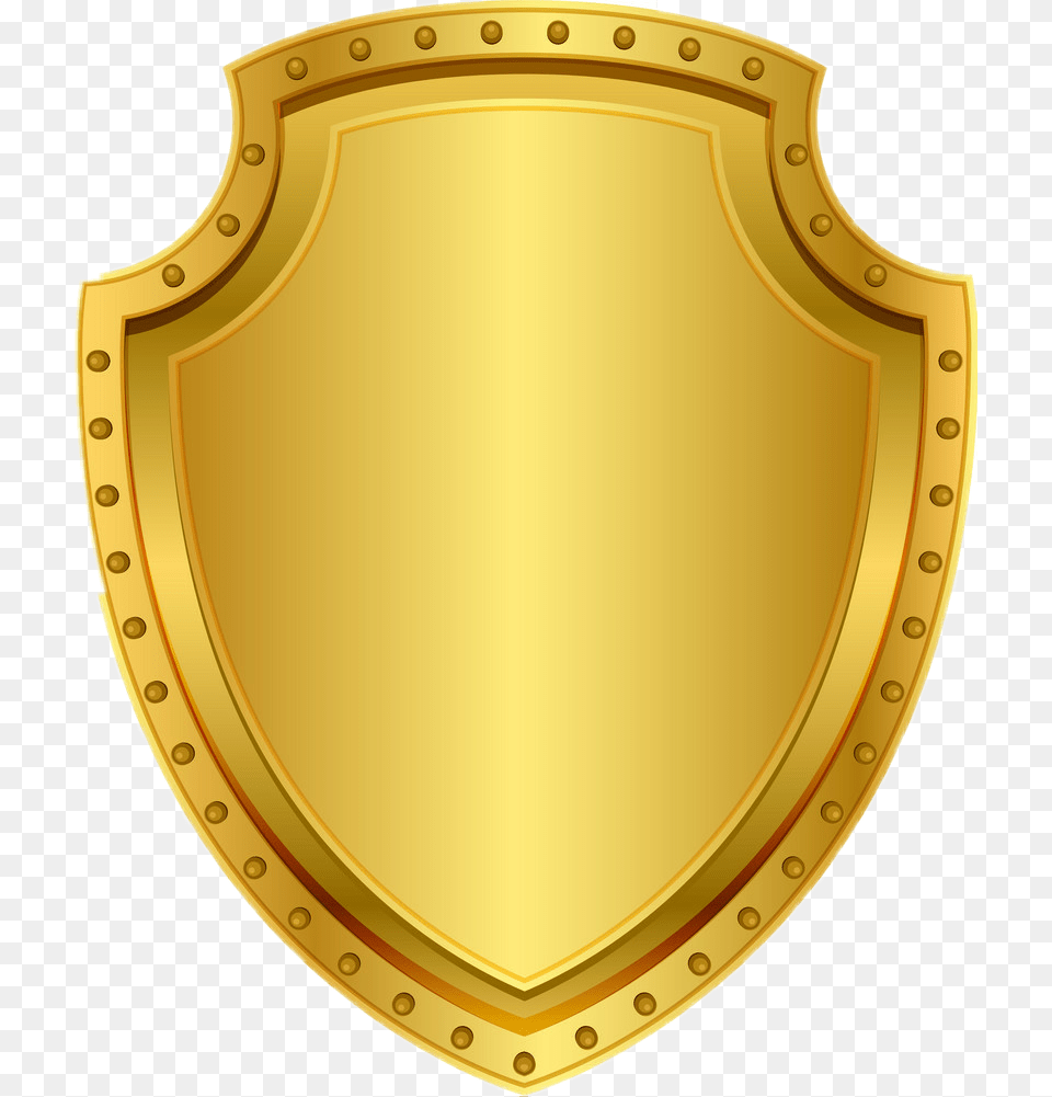 Golden Shield Badge Blank Gold Shield Vector, Armor Png Image