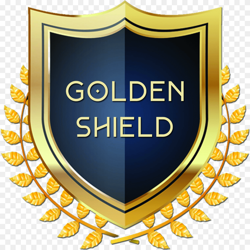 Golden Shield Gold, Badge, Logo, Symbol, Emblem Png Image