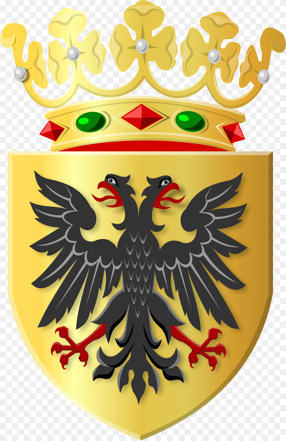 Golden Shield With Black Eagle And Golden Crown Gemeente Loppersum, Armor, Emblem, Symbol Free Transparent Png